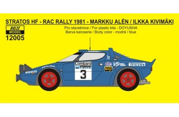 Decal – Lancia Stratos HF "Chardonnet - Lancia UK" RAC Rally 1981 - Alen / Kivimäki